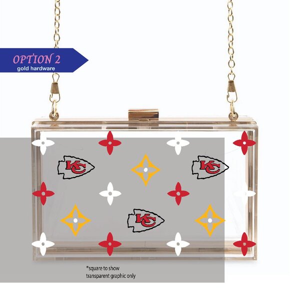 Chiefs pattern (Double Sided) Clear Acrylic Clutch - Picture 2 of 2